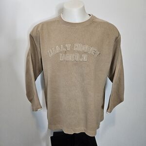 Vintage Walt Disney World Resort Stiched Sweatshirt Tan Beig L Crewneck Pullover